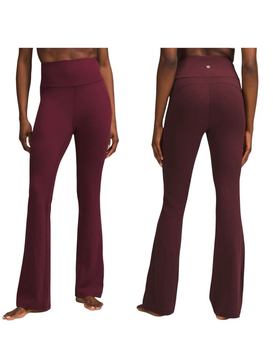 lululemon athletica Pants - Lululemon Groove Super-High-Rise Flared Pant Nulu  Garnet size 16